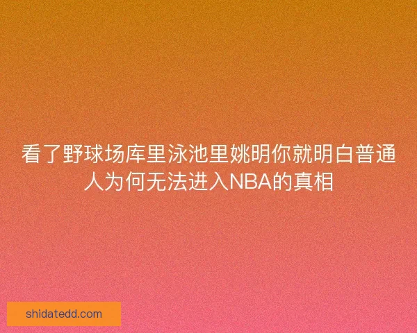 看了野球场库里泳池里姚明你就明白普通人为何无法进入NBA的真相