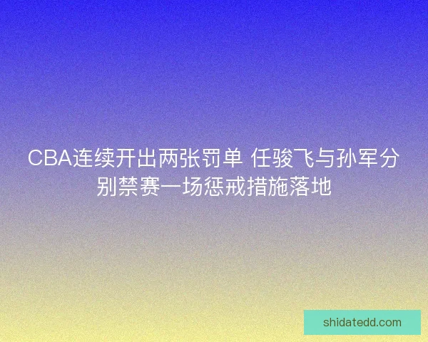 CBA连续开出两张罚单 任骏飞与孙军分别禁赛一场惩戒措施落地