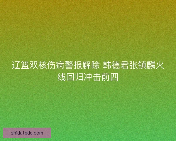 辽篮双核伤病警报解除 韩德君张镇麟火线回归冲击前四